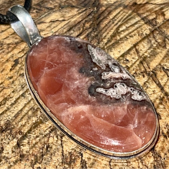 Raspberry Spar Rhodochrosite Pendant 2 1/4” - Picture 9 of 13